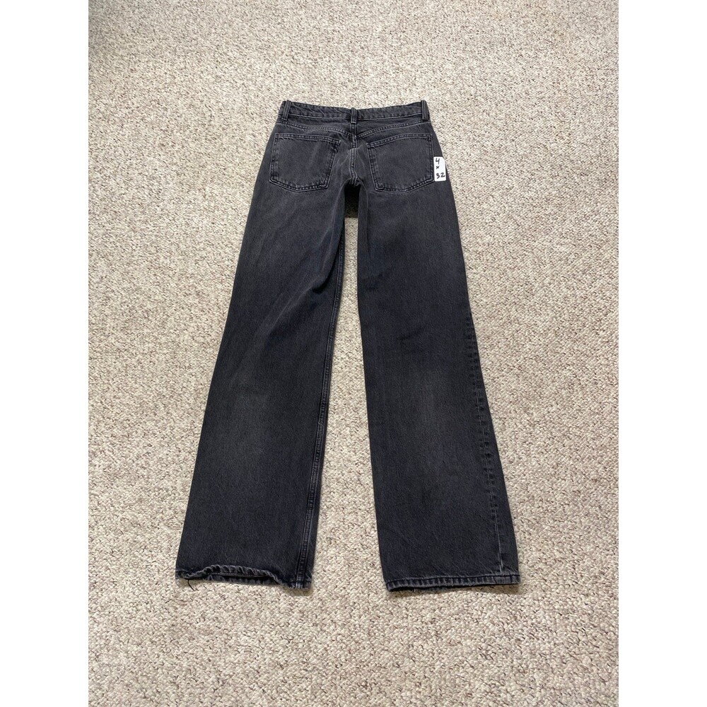 Zara High Rise Wide Straight Leg Jeans Washed Black Relaxed Fit Size 27 - Picture 7 of 9